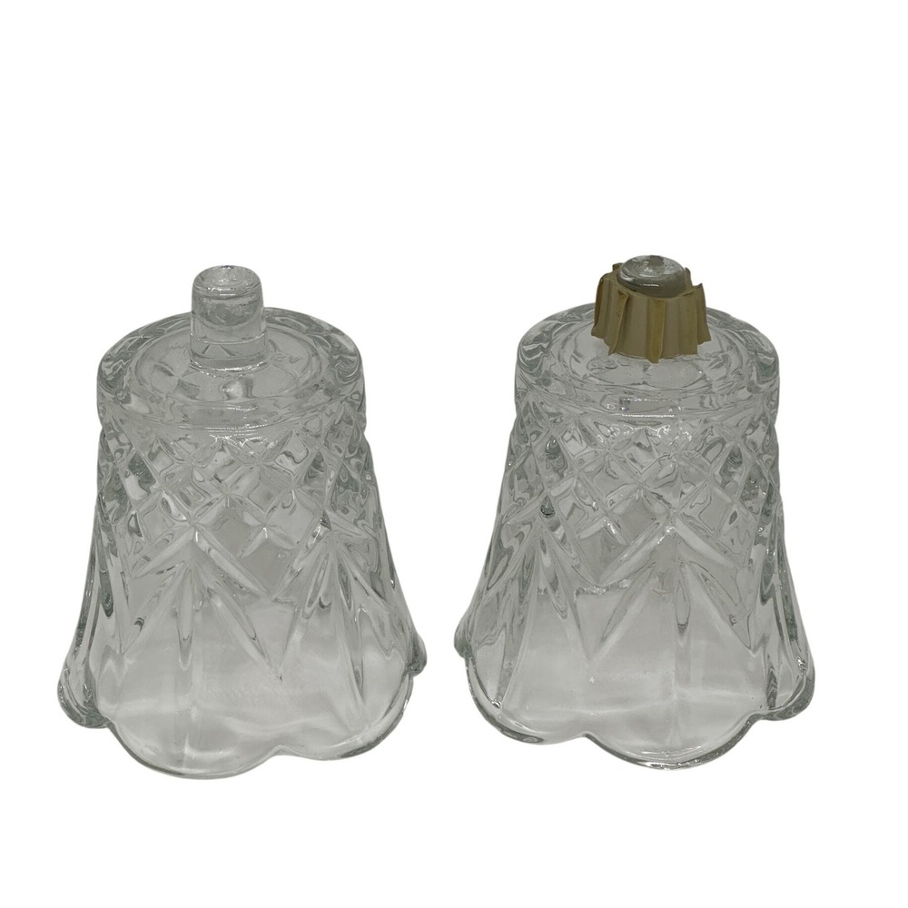 VTG Home Interiors Votive Cup Set Clear Glass Diamond Cut Scalloped Peg Pair